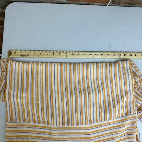 MNG NWT Suit Orange/Red/Blue Striped Tie Sleeved Sheer Lined Blouse Size 2 - Picture 9 of 11